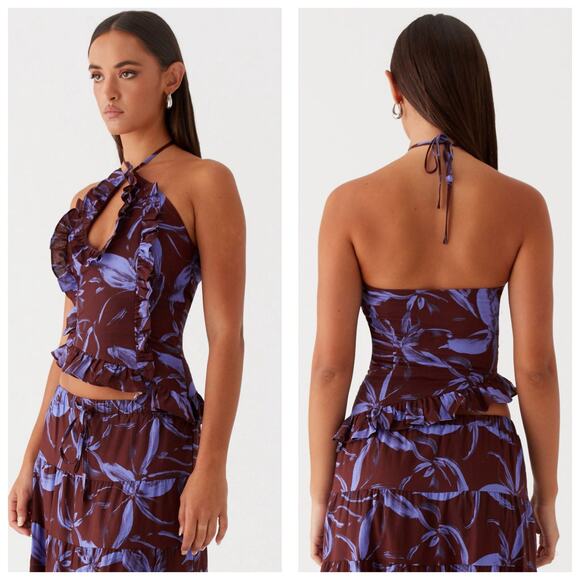 Peppermayo Mariella Linen Top Matching Maxi Skirt Size 2 Cord Set Resort Wear - Picture 13 of 13